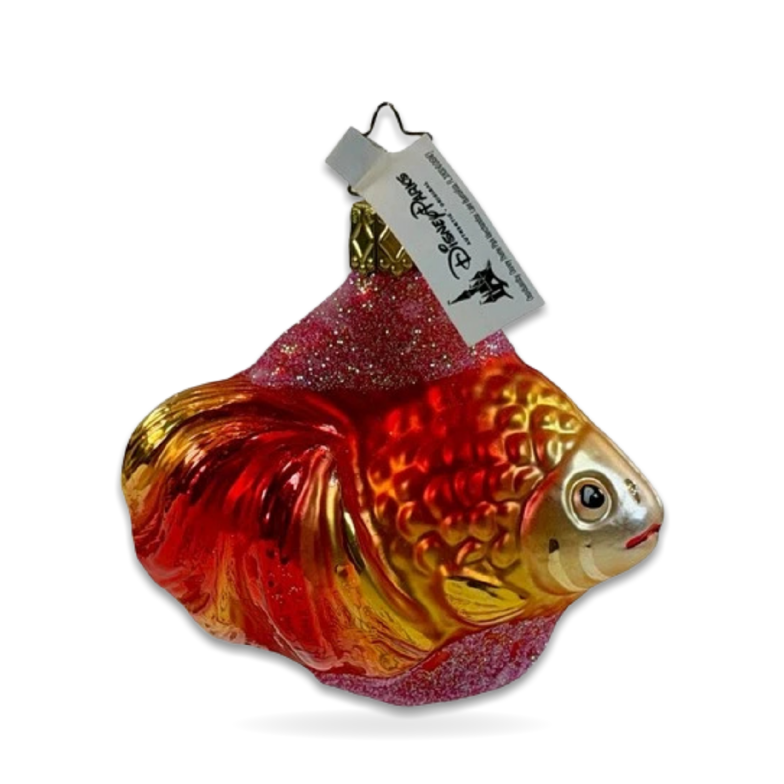 Vtg Goldfish Blown Christmas Red Gold Seasonal Ornament