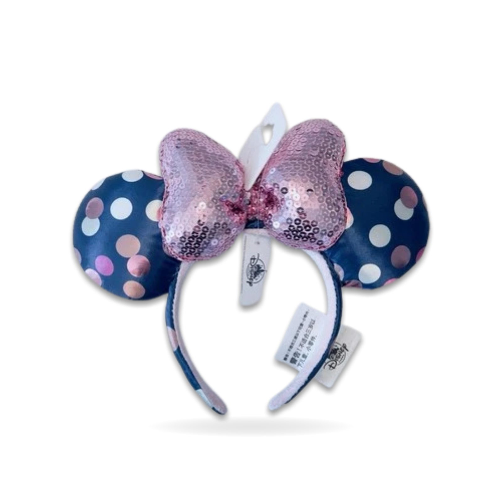 Pink Sequin Bow Rock Dots Navy Polka Dot Minnie Ear Headwear