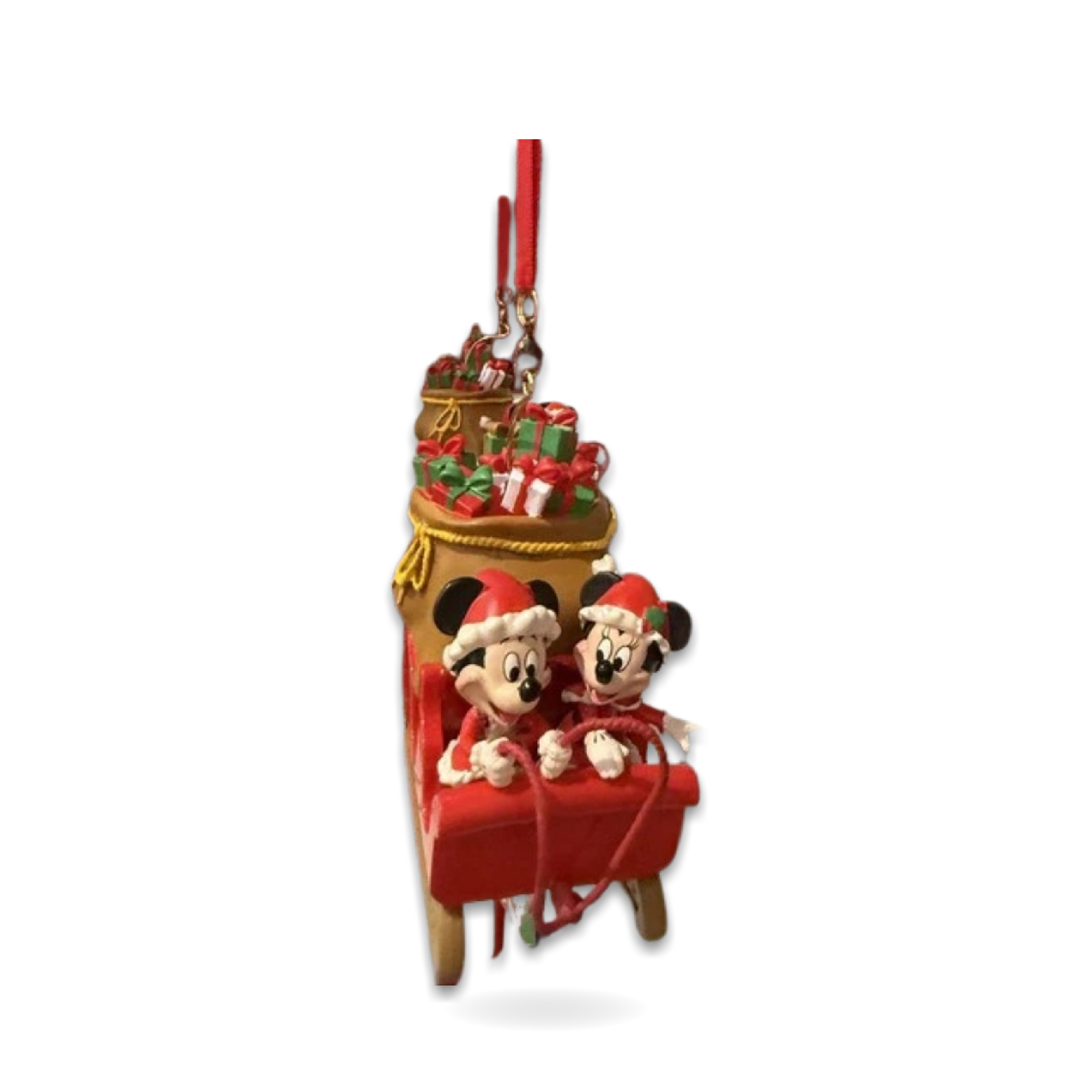 Santa Mickey Minnie Sleigh Gifts Holidays Seasonal Ornament