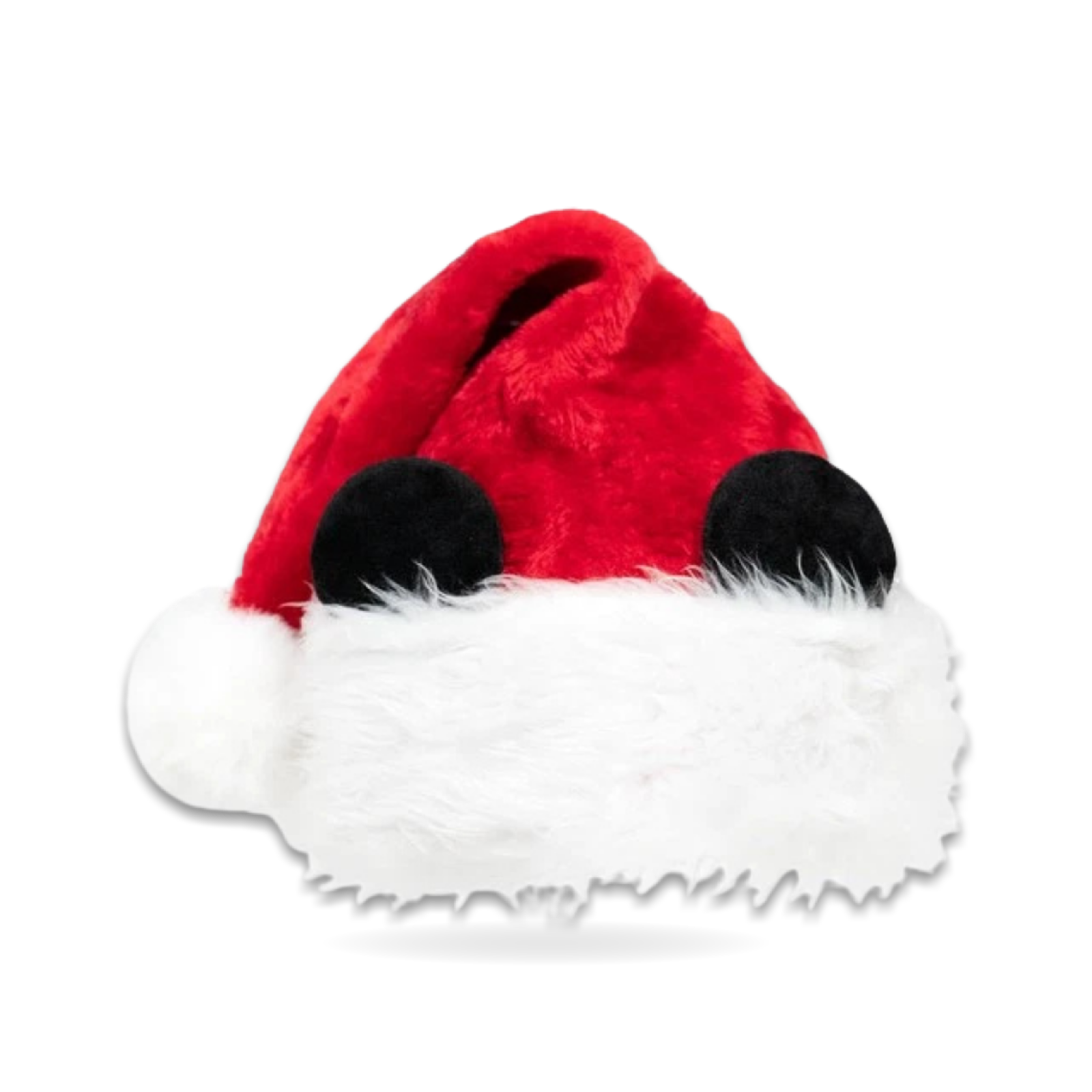 Santa Hat for Unisex Adults，Velvet Christmas Hat with Black Ears Mouse Ears