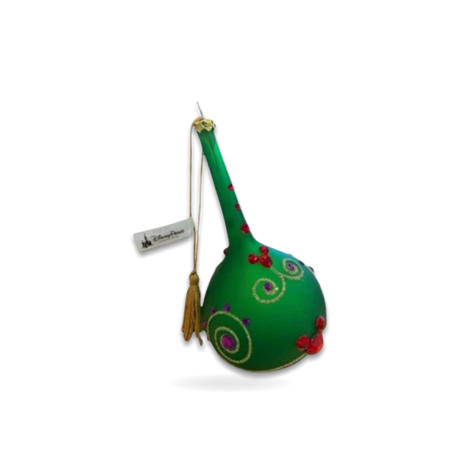 Mickey Mouse Green Rhinestone Jeweled Long Neck 6.5 Seasonal Ornament