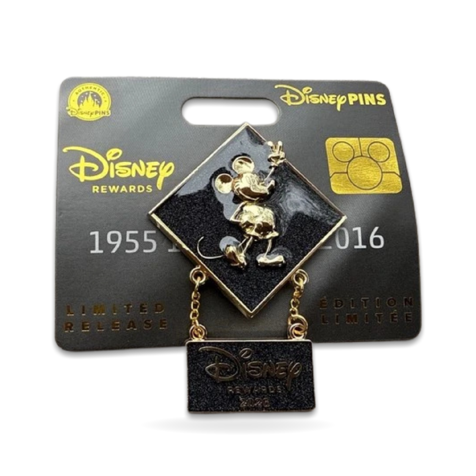 Mickey Mouse Visa Dangle Black Sparkle Trading Pin