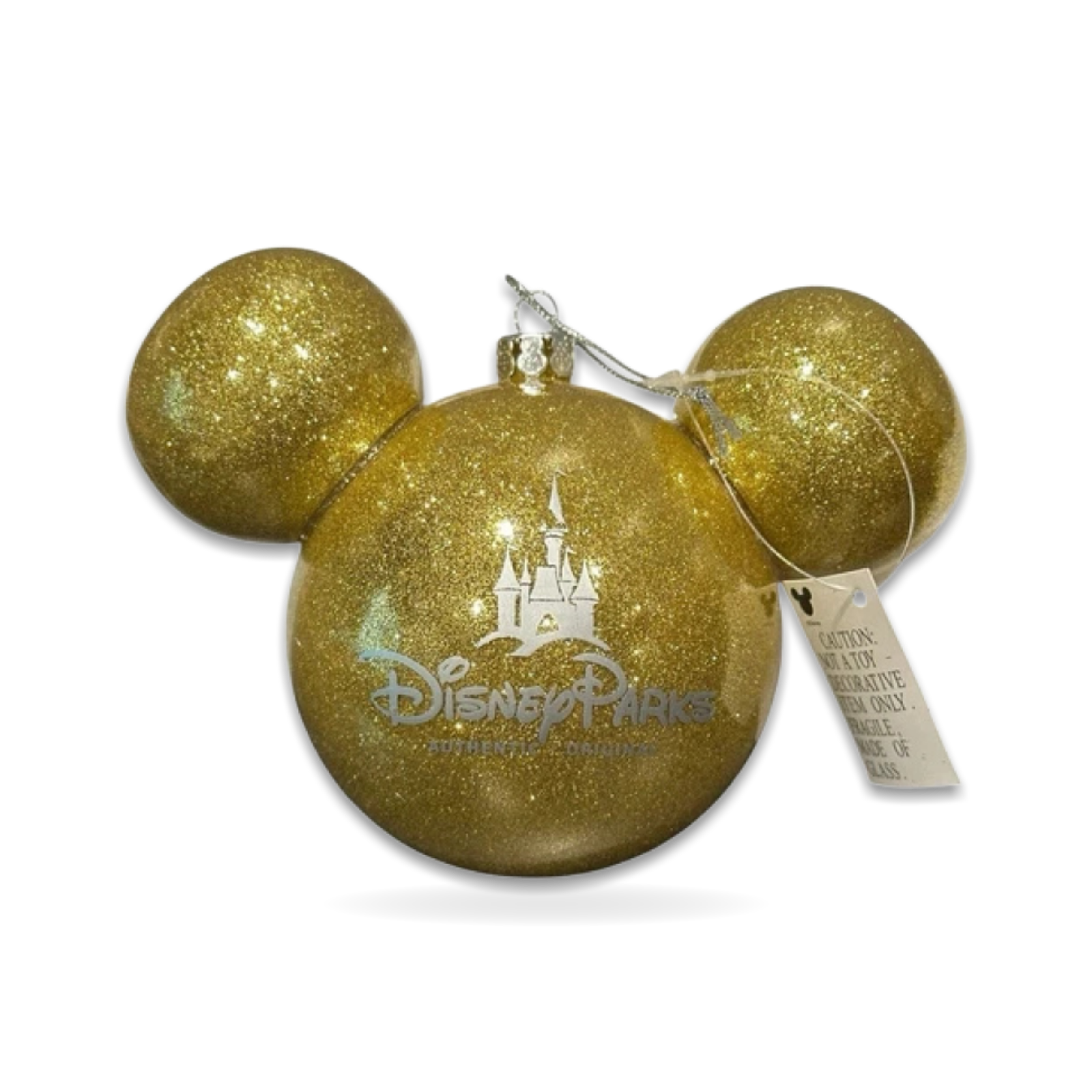 Mickey Icon Ears Glass Ball Gold Seasonal Ornament
