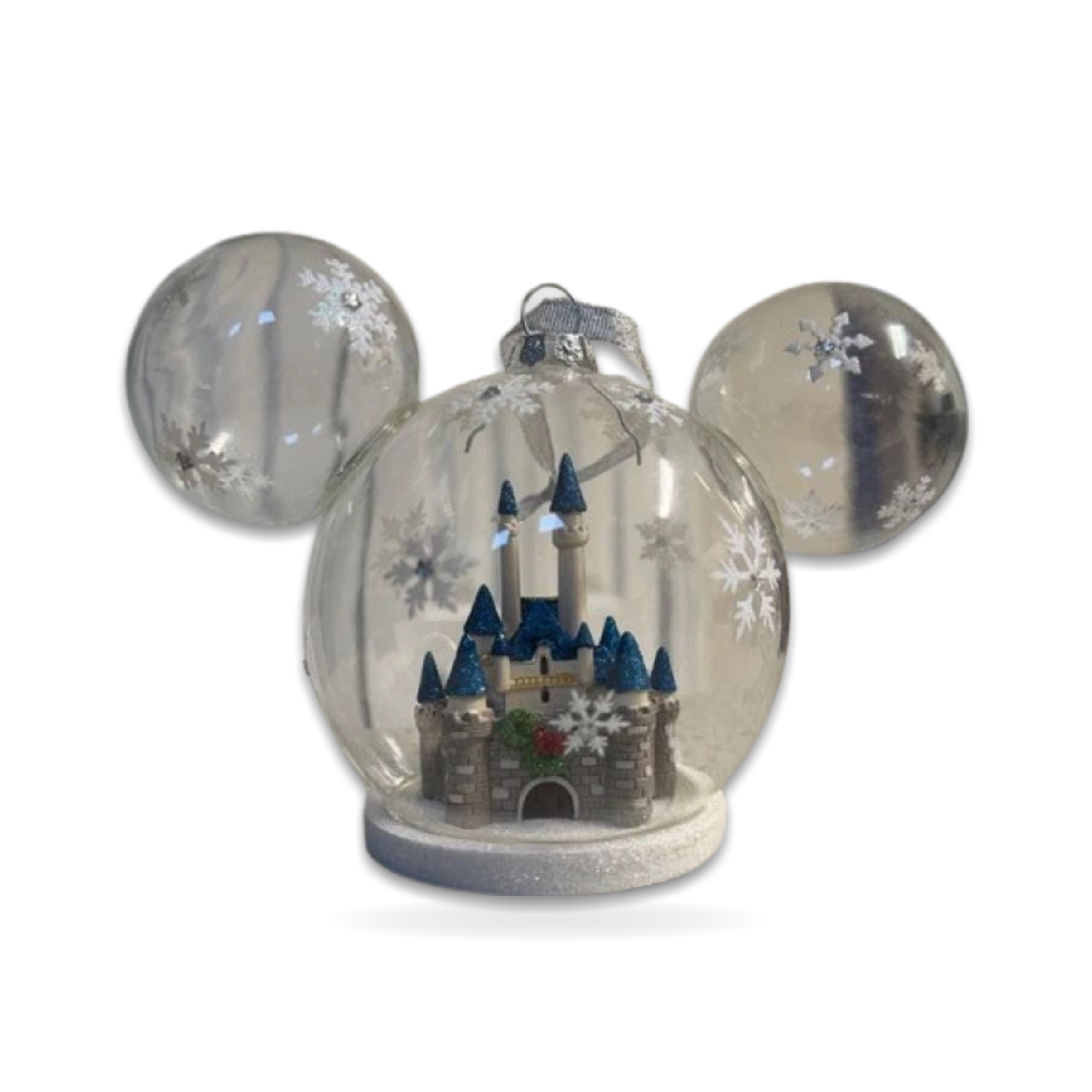 Mickey Ear Christmas Snowflakes Blue Gli Seasonal Ornament