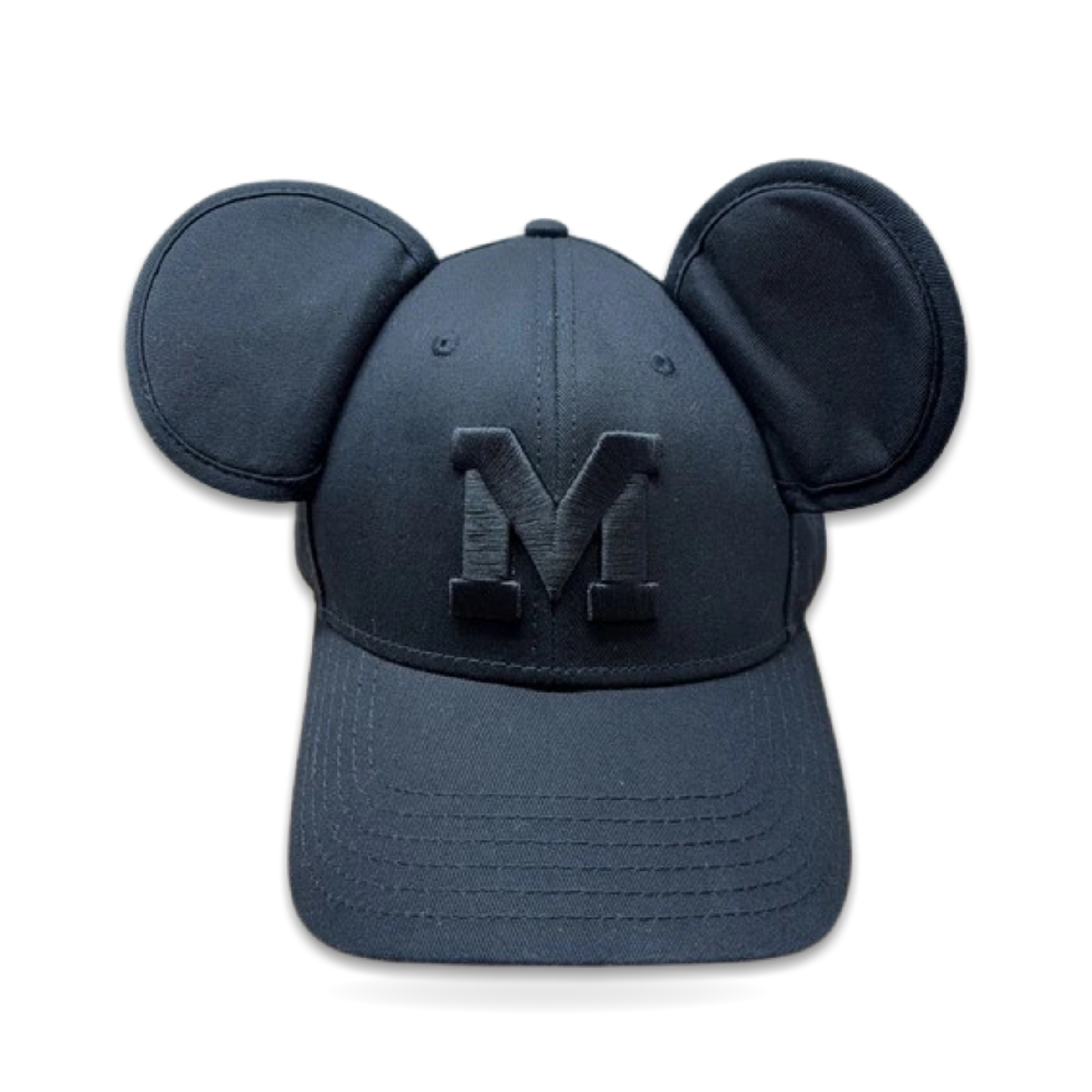 Mouse Hat With Ears And Raised Letter M On Front ~ Os Black Mickey