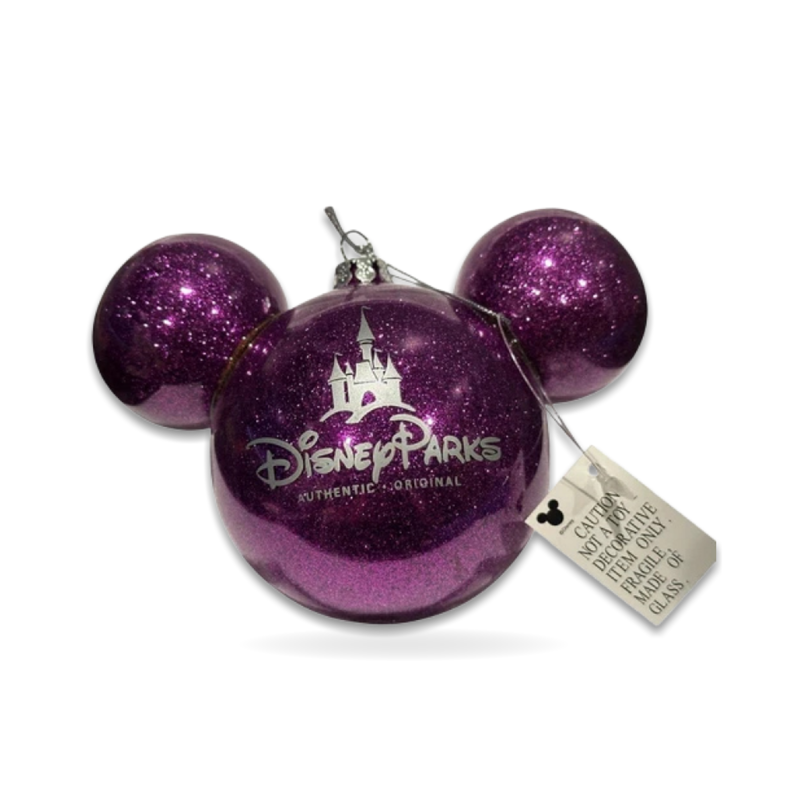 Mickey Icon Ears Glass Ball Purple Seasonal Ornament