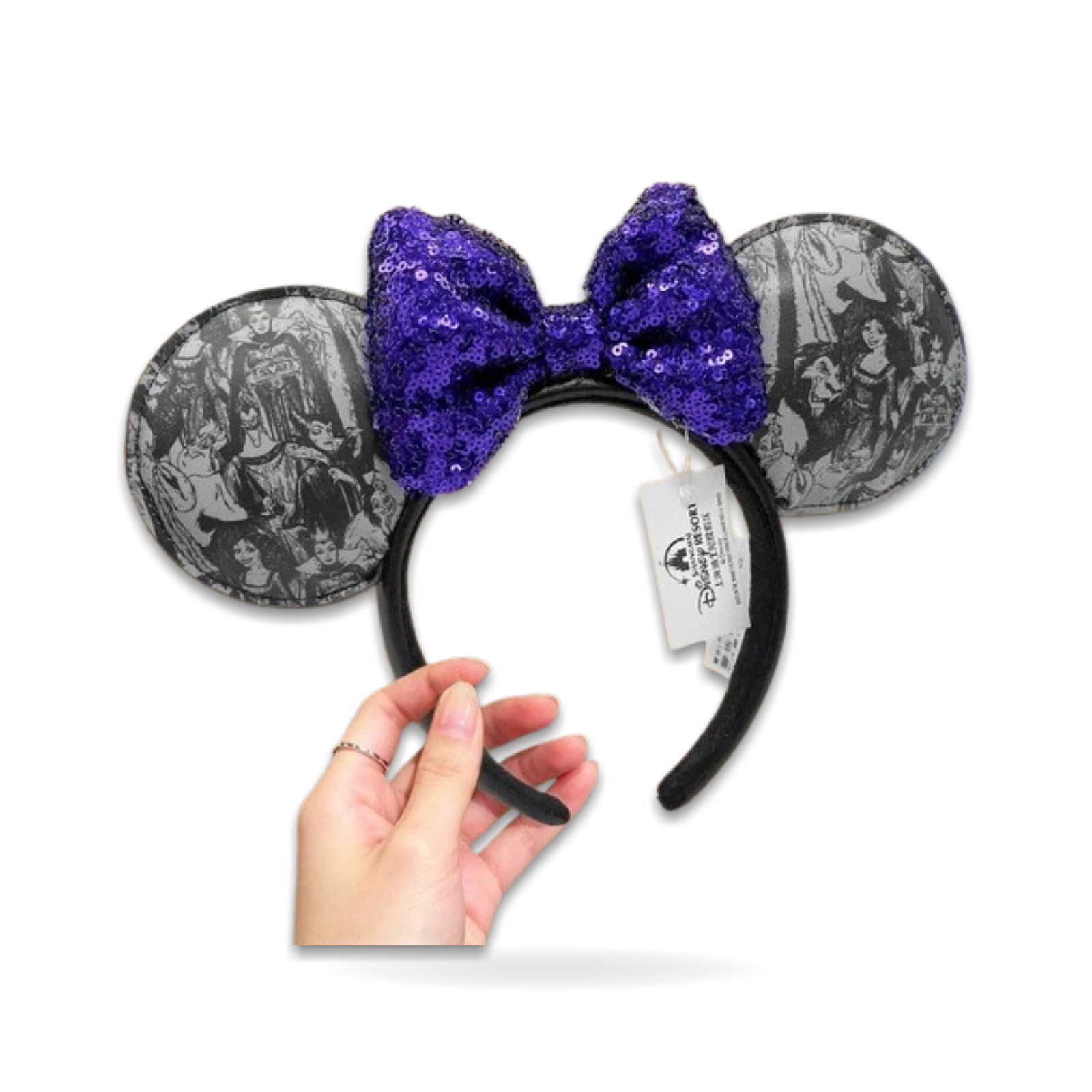 Villains Minnie Mouse Purple Sequin Bow Ear Headwear