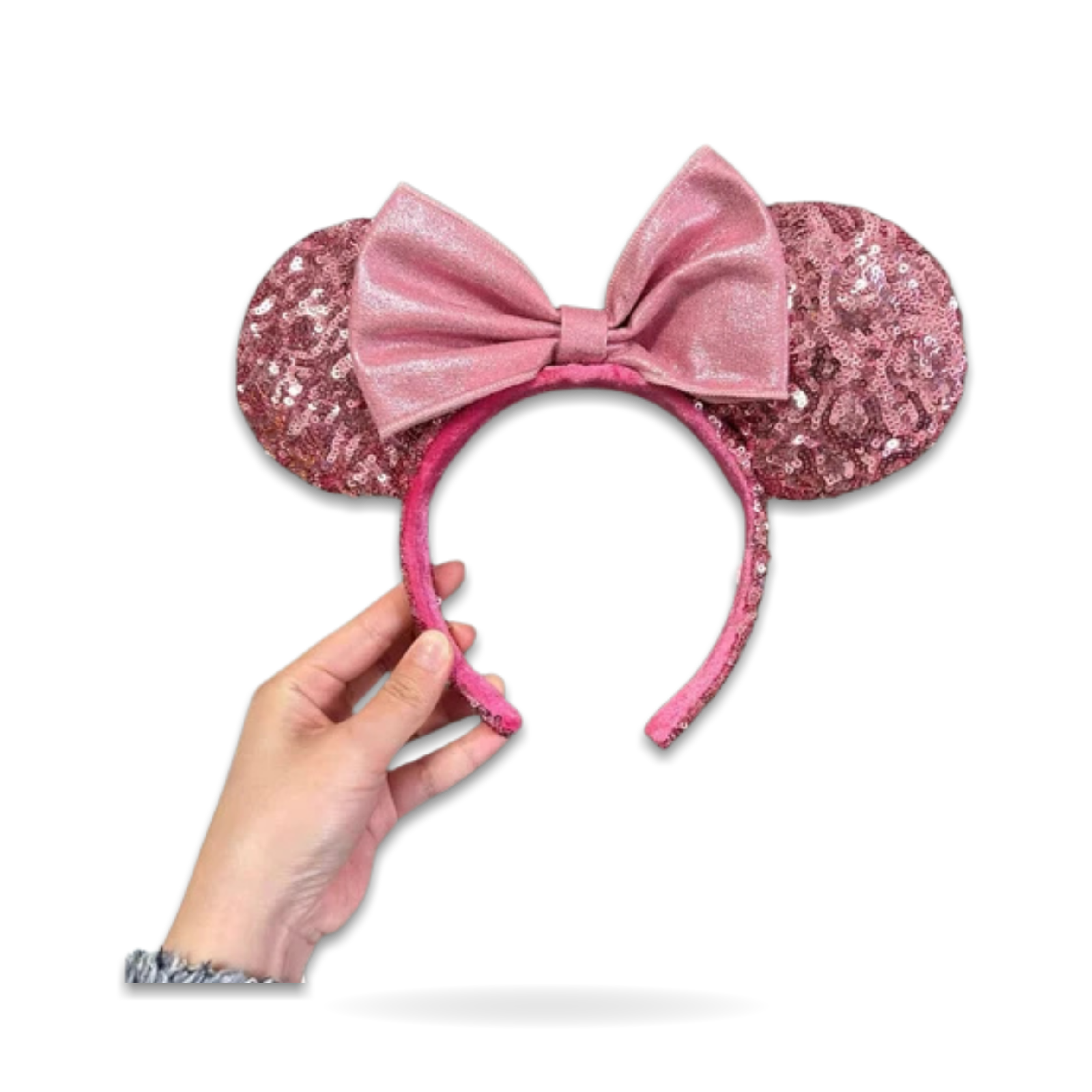 Pink Sequins Minnie Bow Us Post Ear Headwear