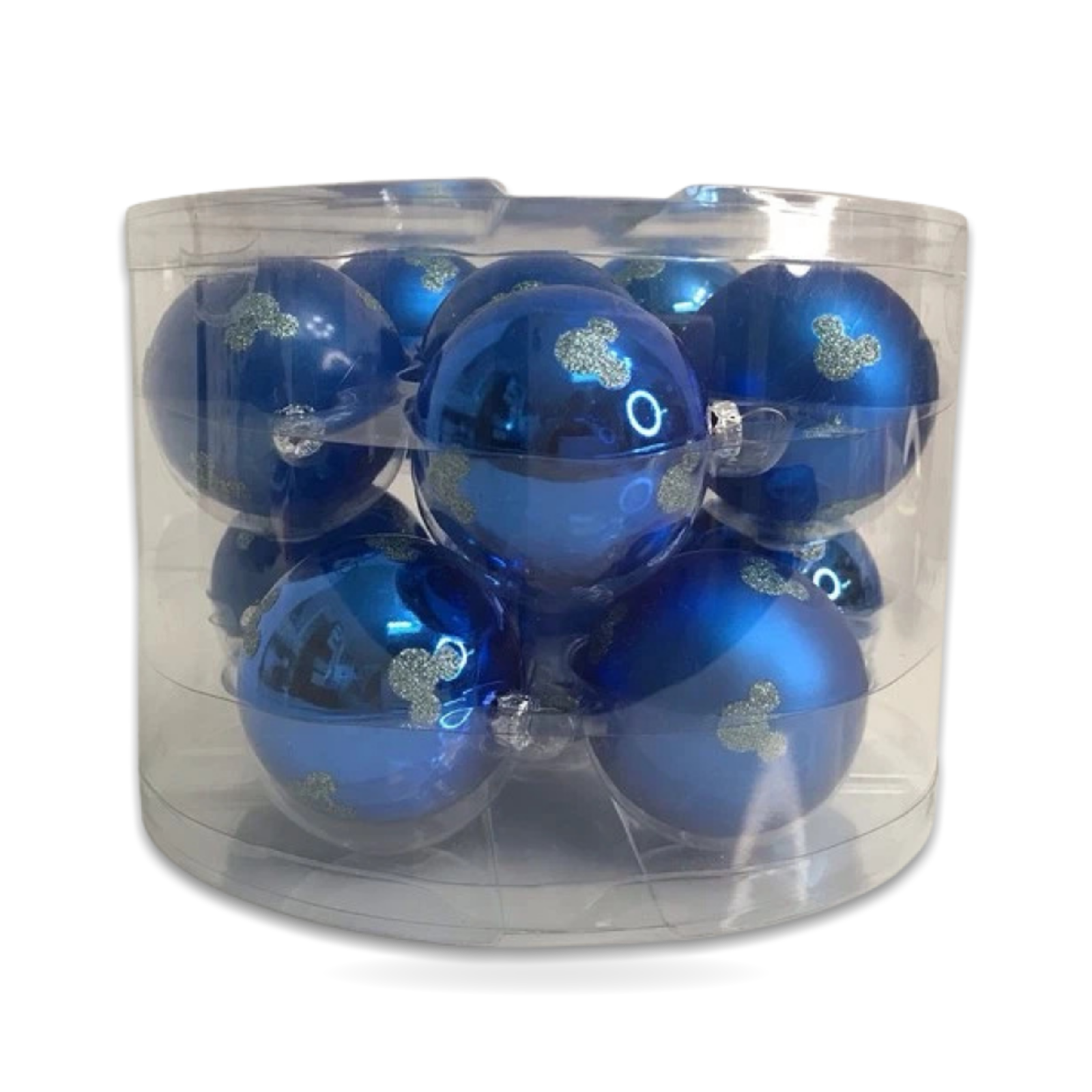 Ball Silver Glitter Mickey Ears Christmas Ornaments Vintage Blue
