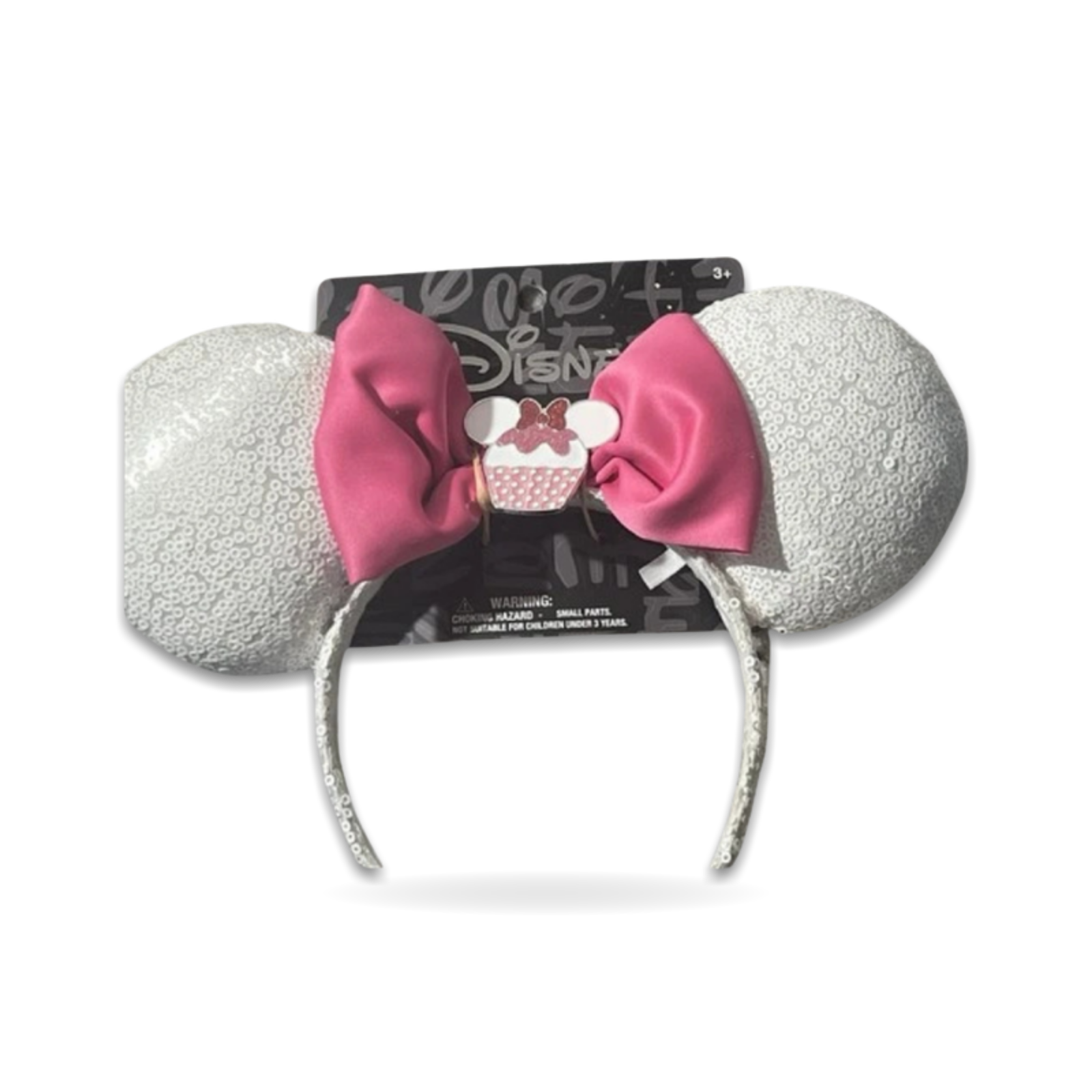 Minnie Ears Aldi White Sequin Cupcake Bow