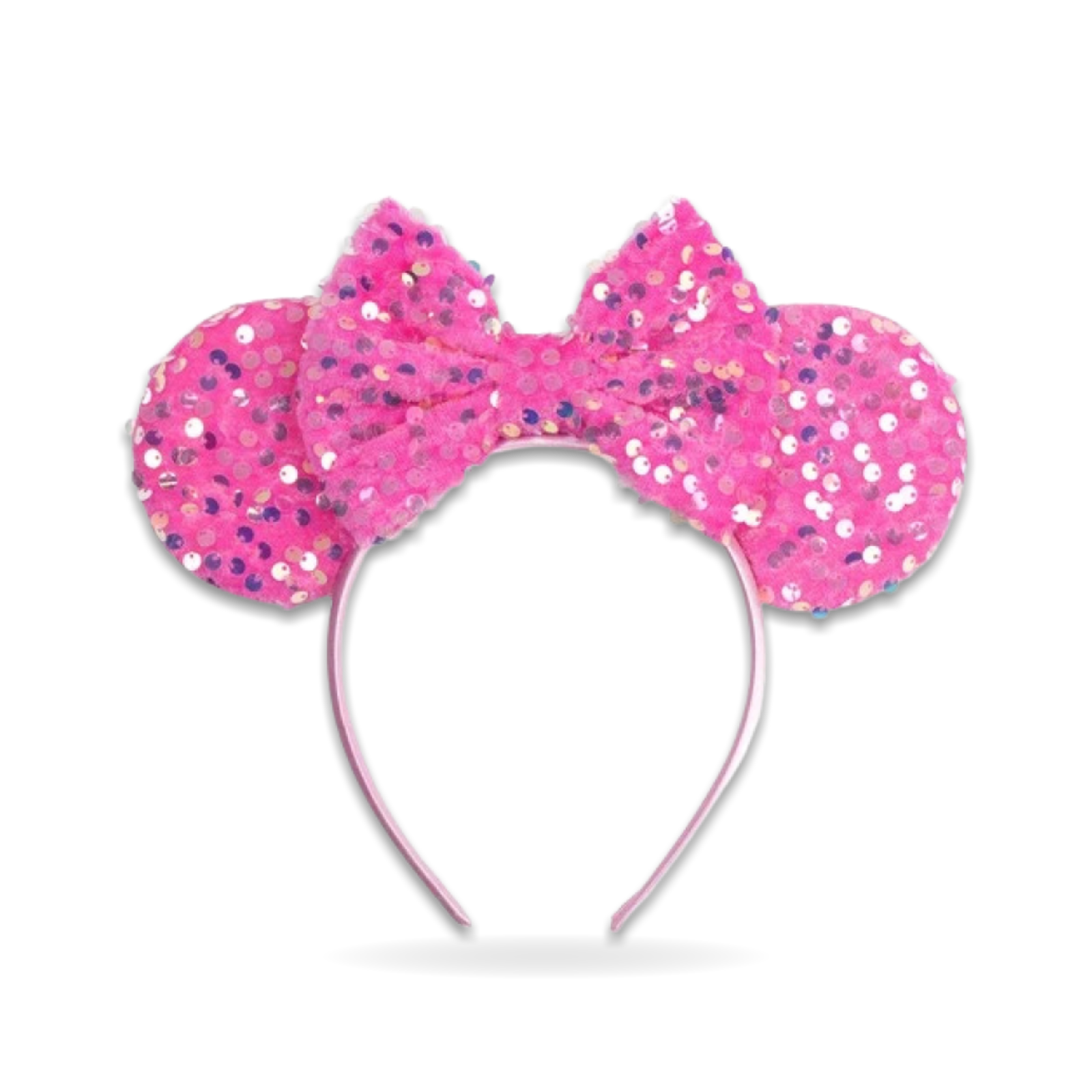Zhezesmila Sequin Mouse Hot Pink Ear Headwear