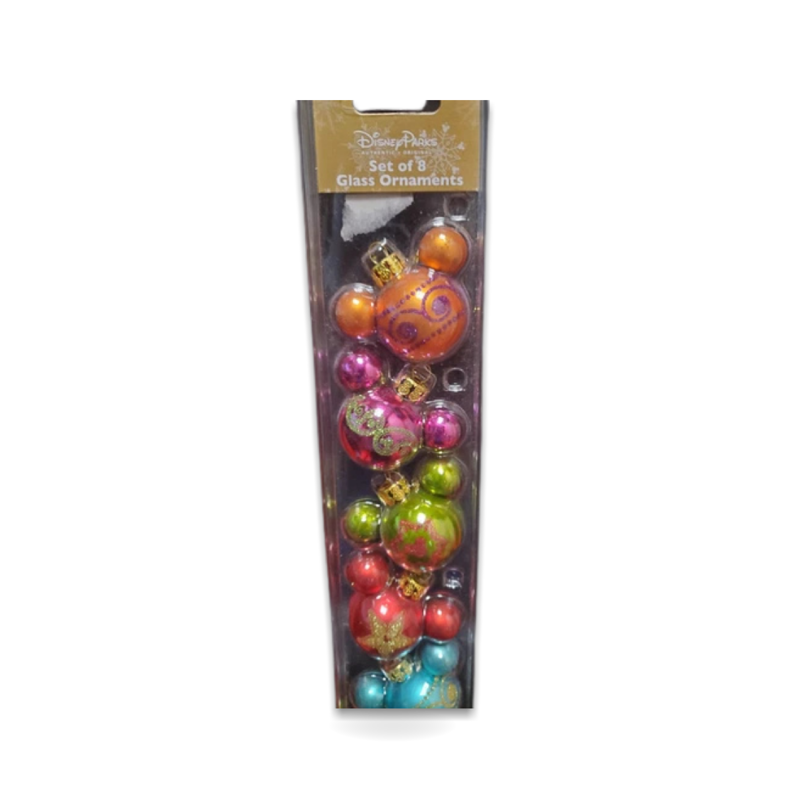 Miniature Mickey Mouse Icon Glass Ornaments Set Of 8