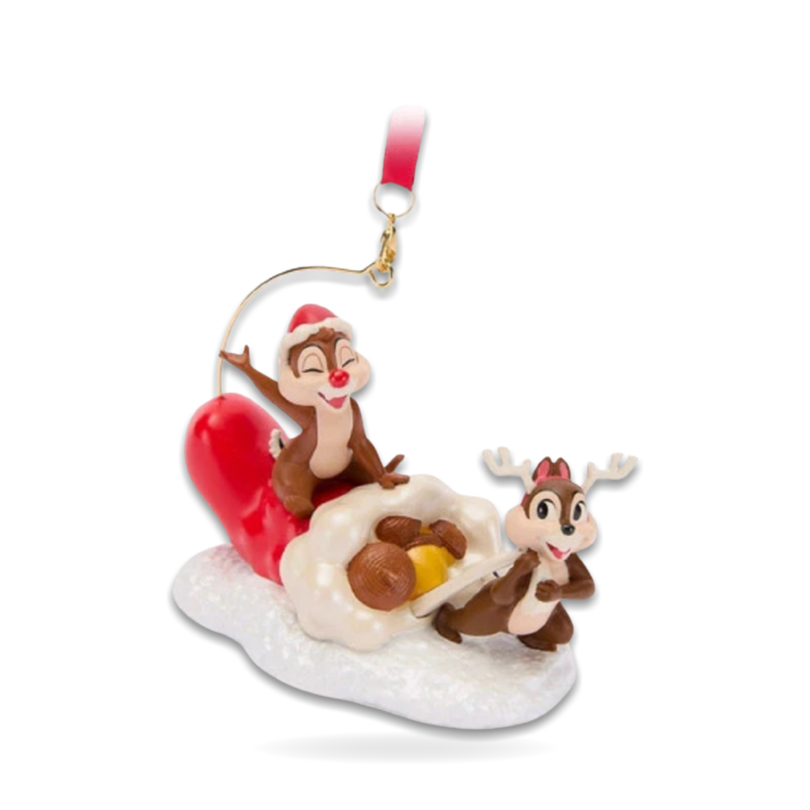 Santa Chip Dale Reindeer Sleigh Acorns Seasonal Ornament