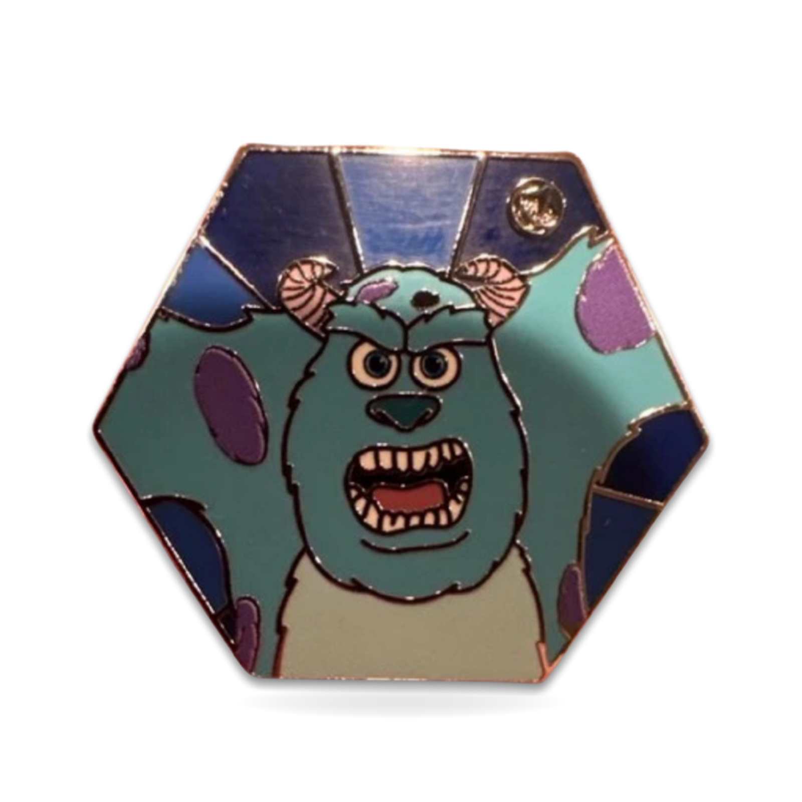 Hidden Mickey Wave Sully Monsters Inc Hexagon Trading Pin