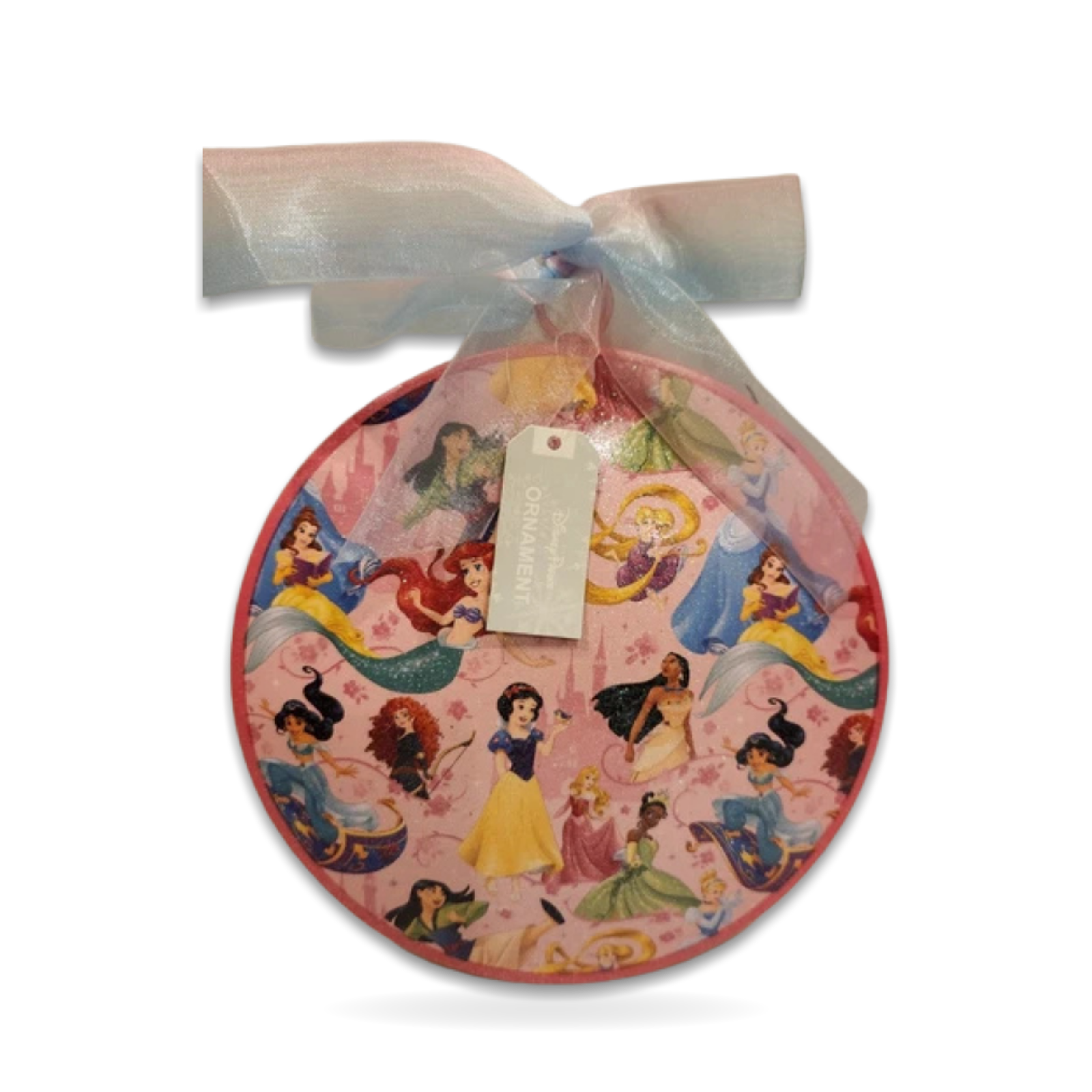 Princess Christmas Round Pink Glitter Holiday Seasonal Ornament