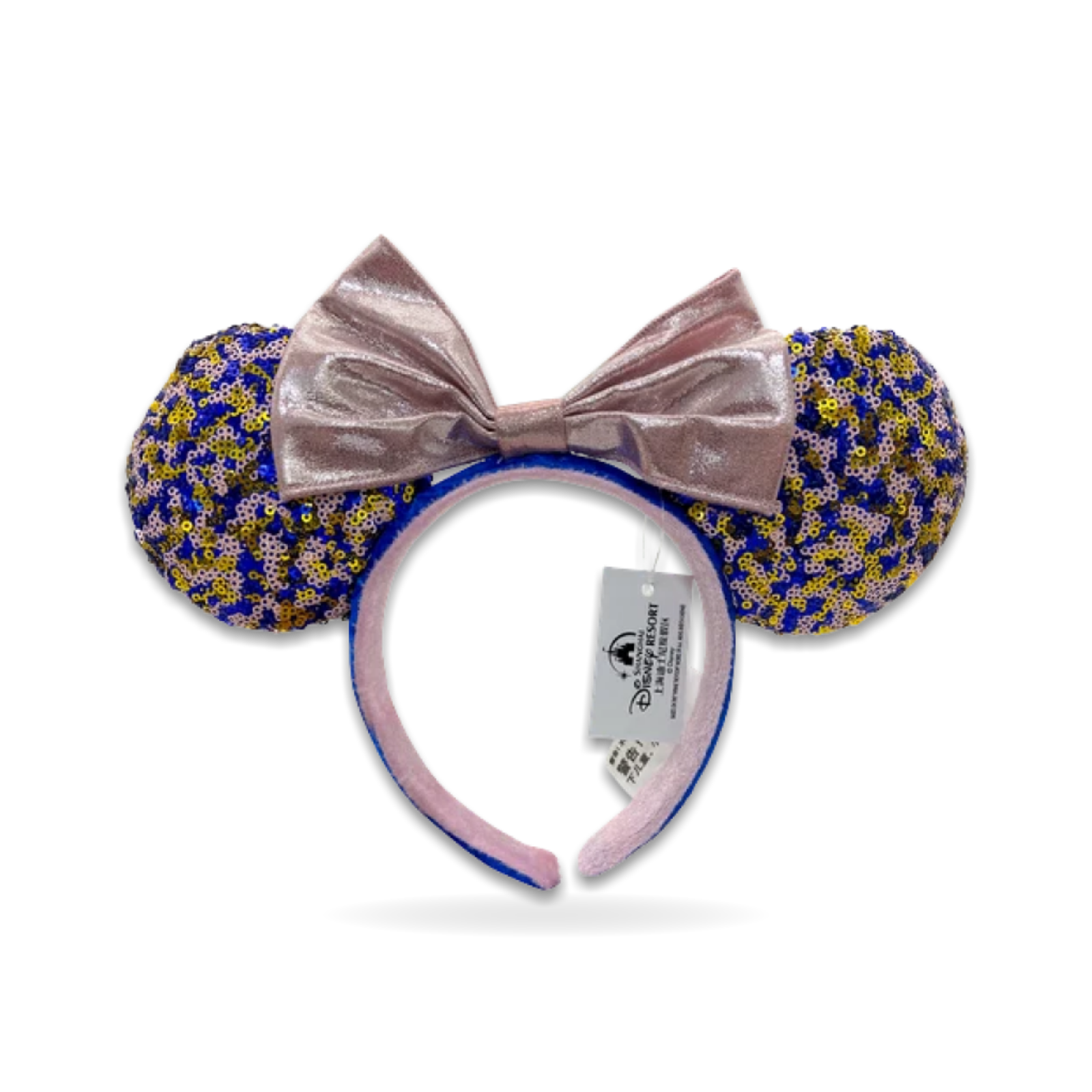Theme Navy Gold Sequin Minnie Mouse Pink Bow Ear Headwear