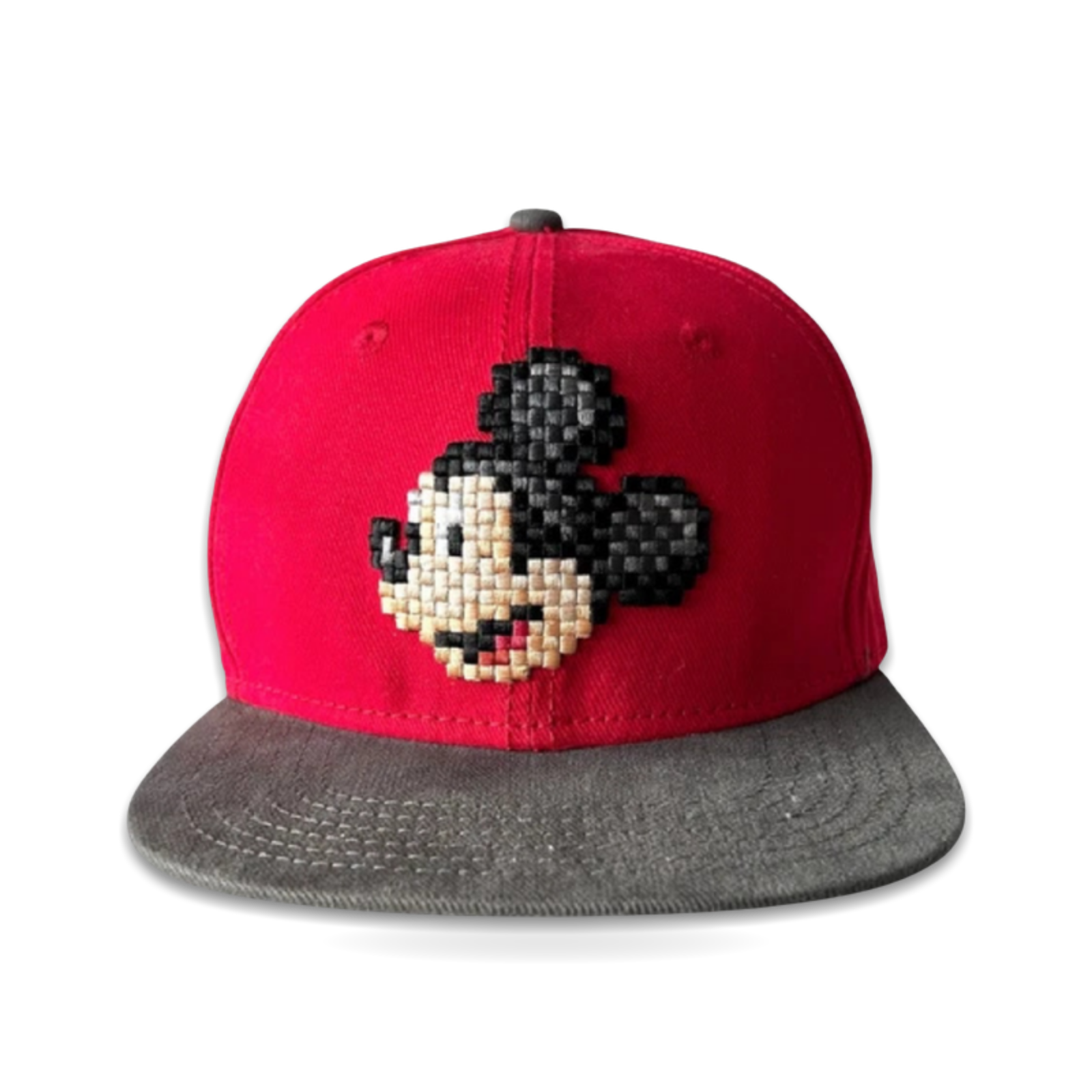 Pixel Cross Stitch Mickey Mouse Red Hat Adjustable Youth
