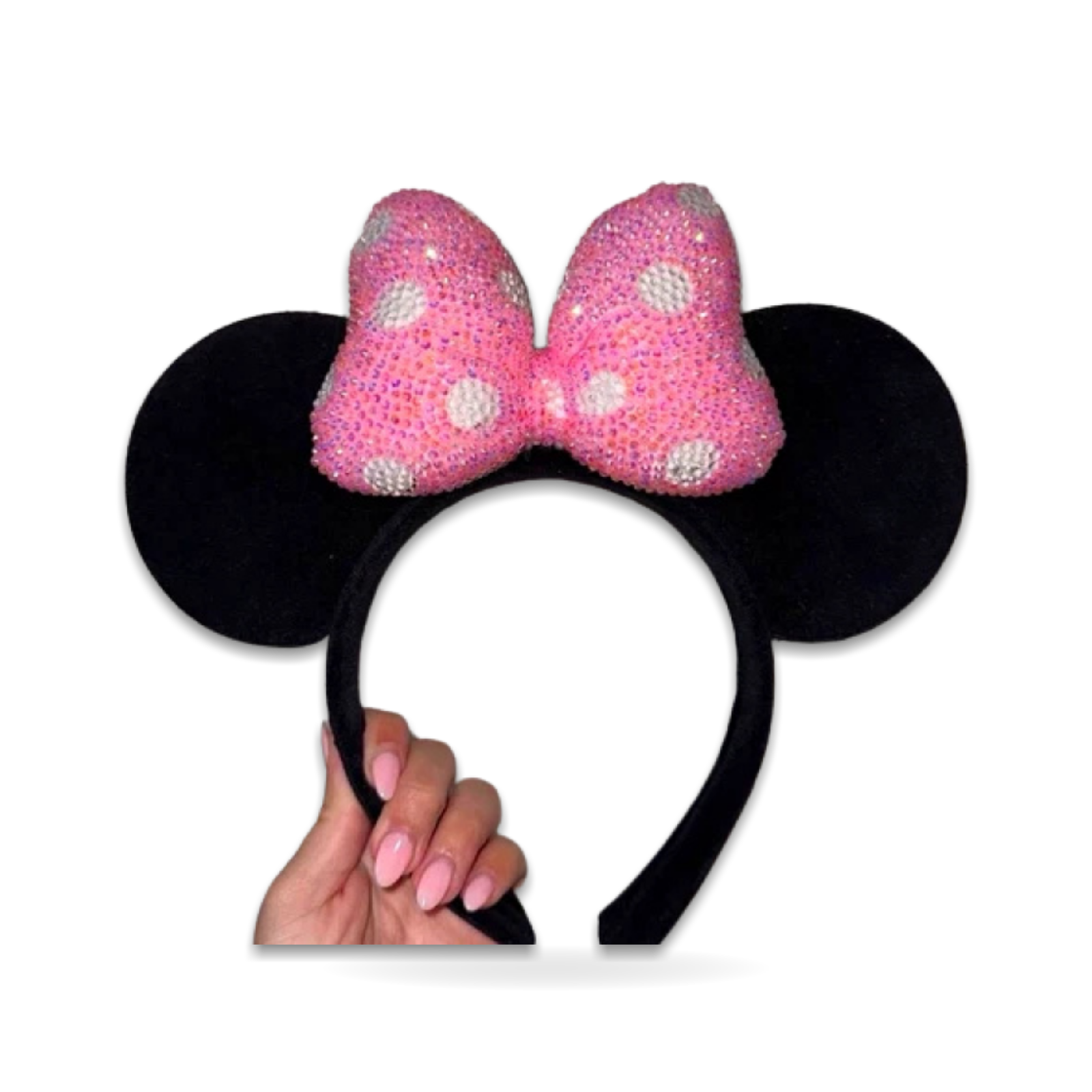 Minnie Mouse Black Rhinestone Bow Adult Ear Headwear