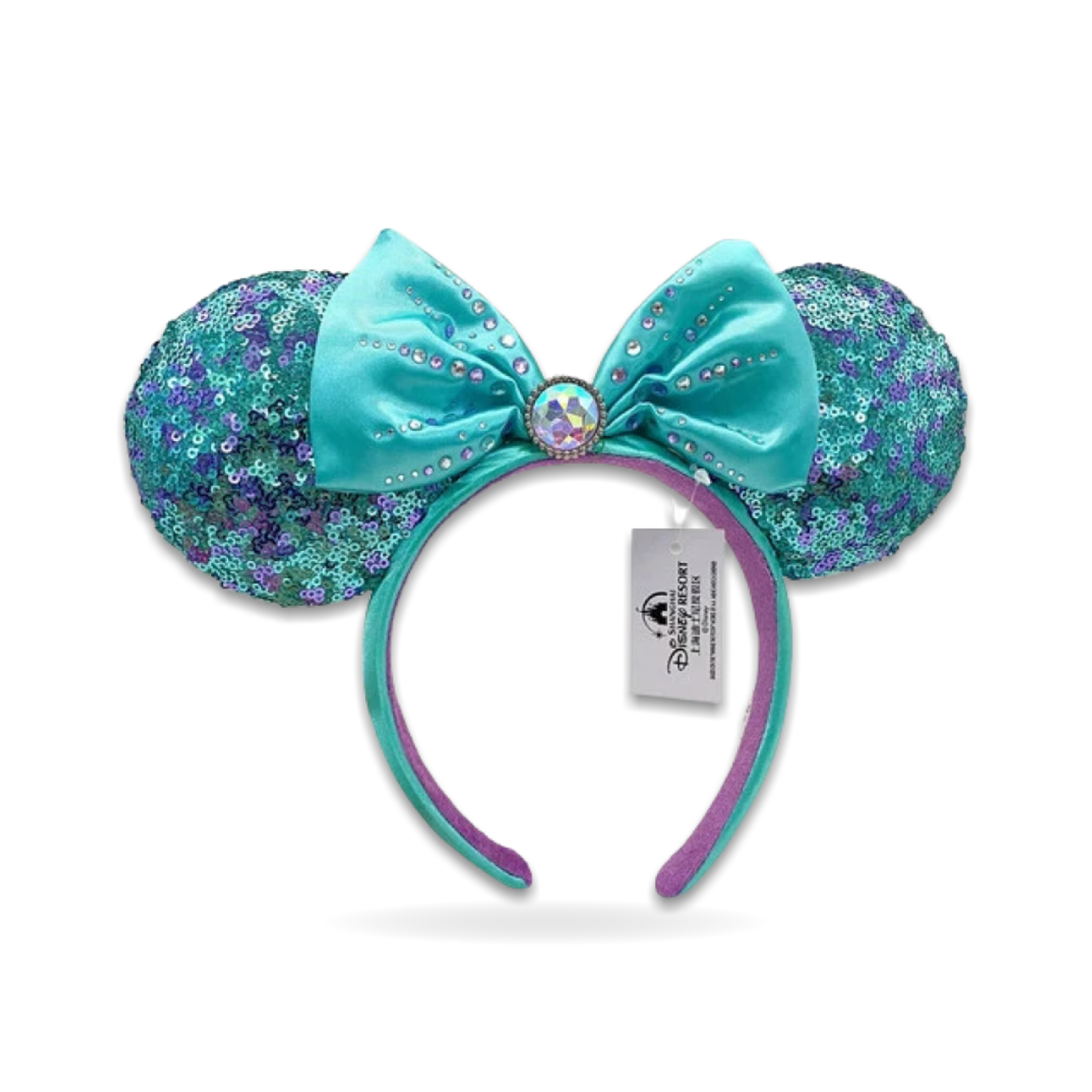 Teal jeweled blue diamond bow ears