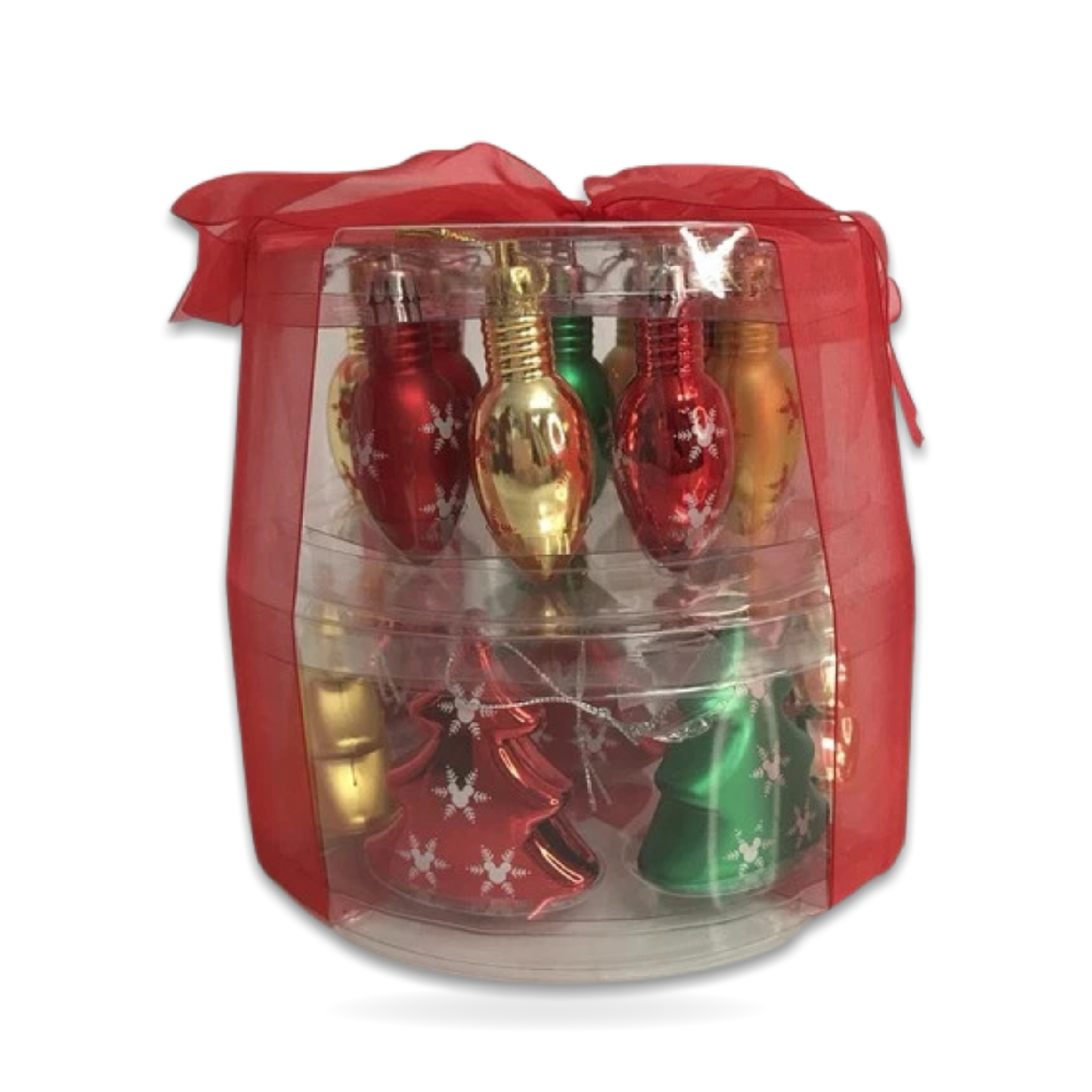 Ornaments Red Gold Green Mickey Tree & Lights Vintage Christmas