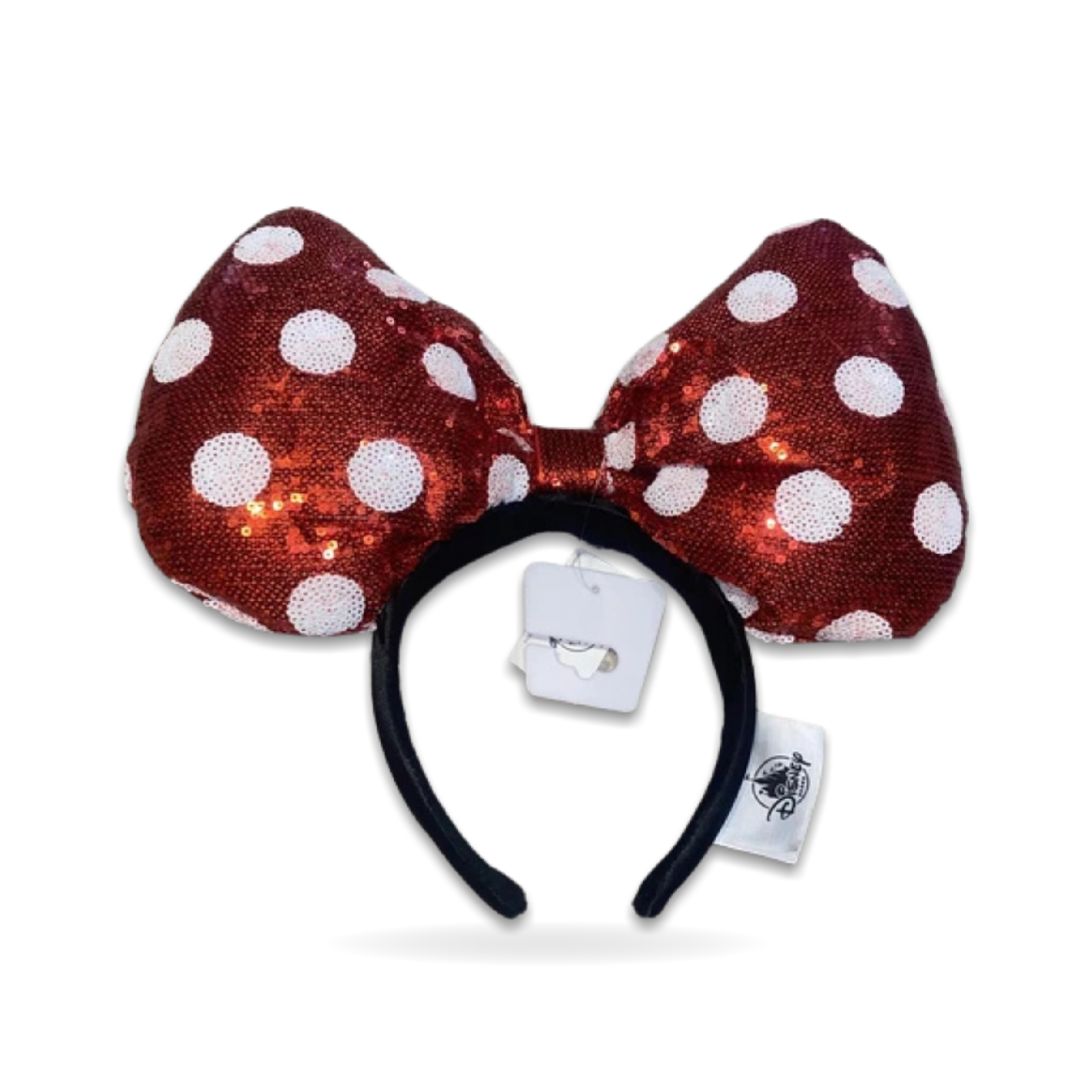 Minnie Mouse Sequin Red White Black Lg-Bow Ear Headwear