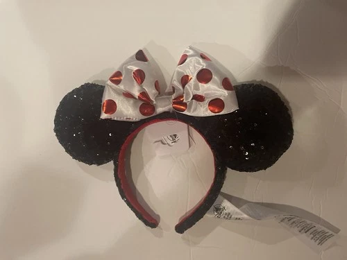 Red Polka Dot Minnie Mouse Ears White Bow