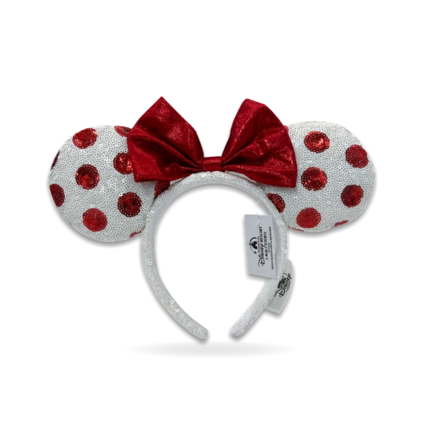 Theme White Sequins Red Polka Dots Minnie Mouse Ear Headwear