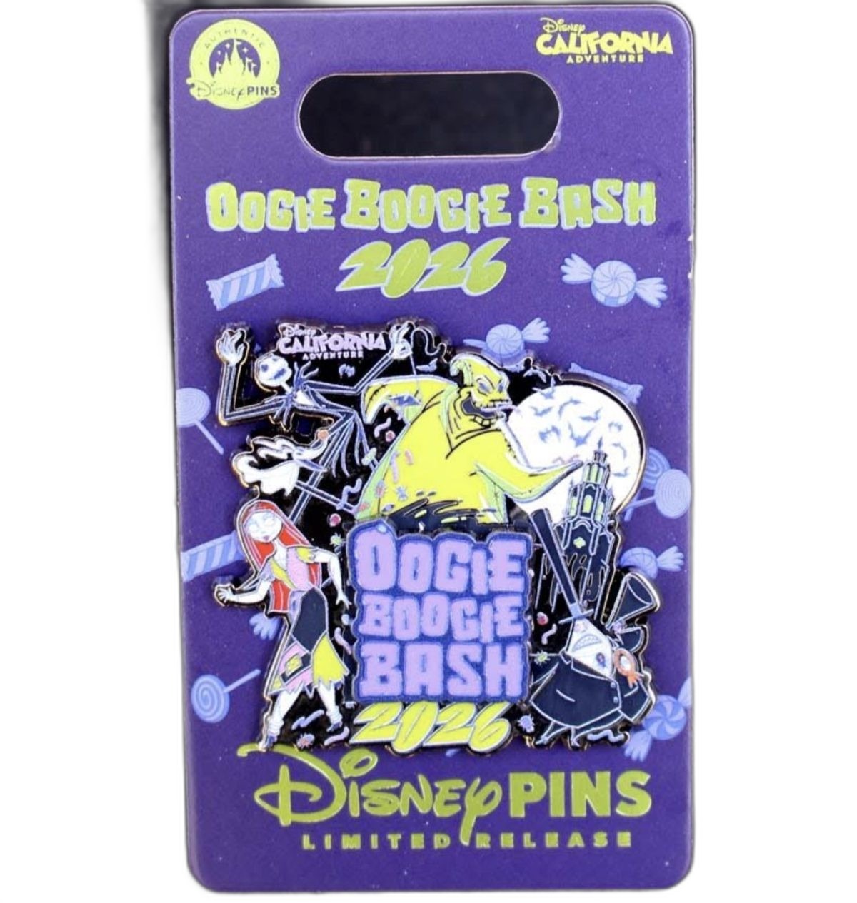 Oogie Boogie Bash 2026 logo pin