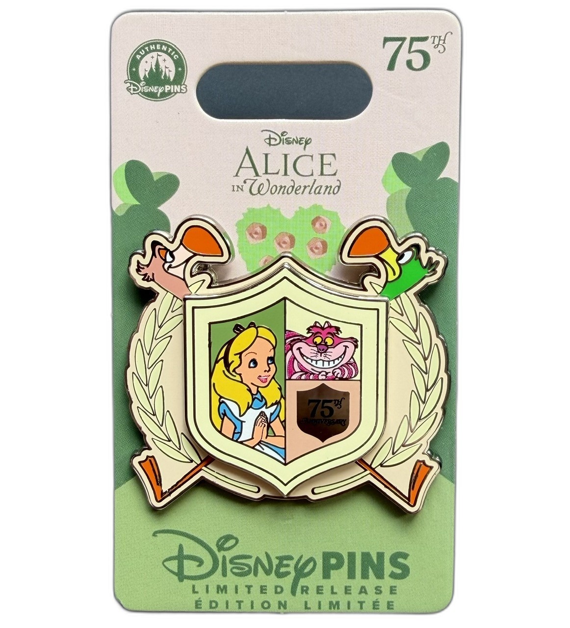 Alice and Cheshire Cat 75th anniversary pin