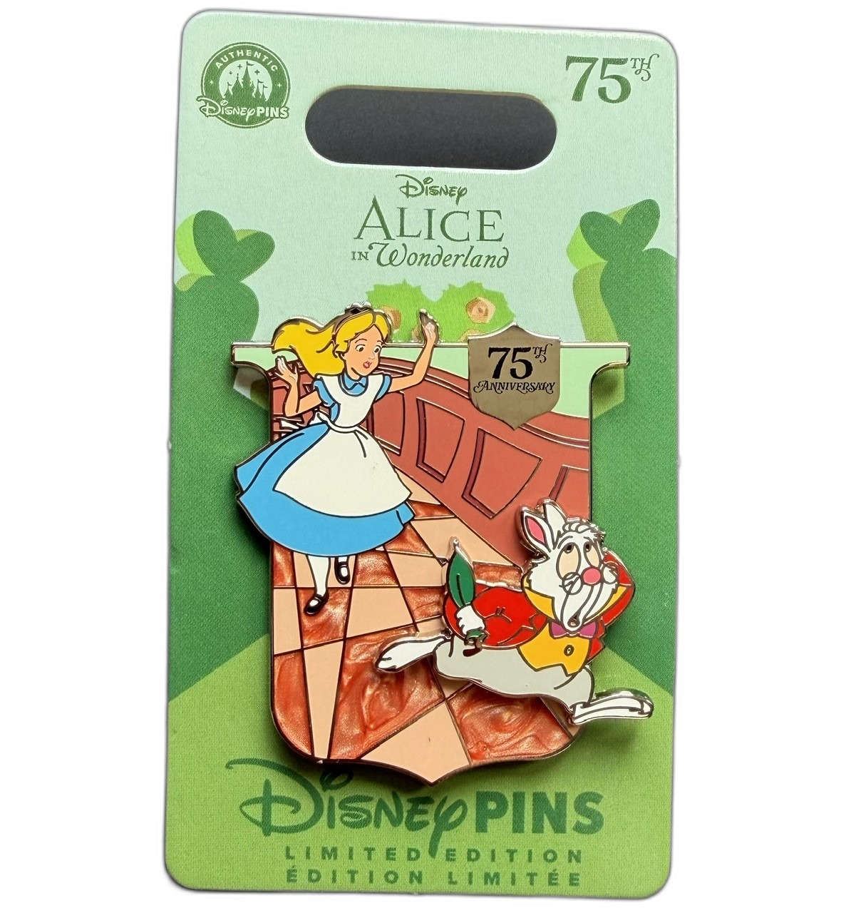Alice and White Rabbit 75th anniversary pin