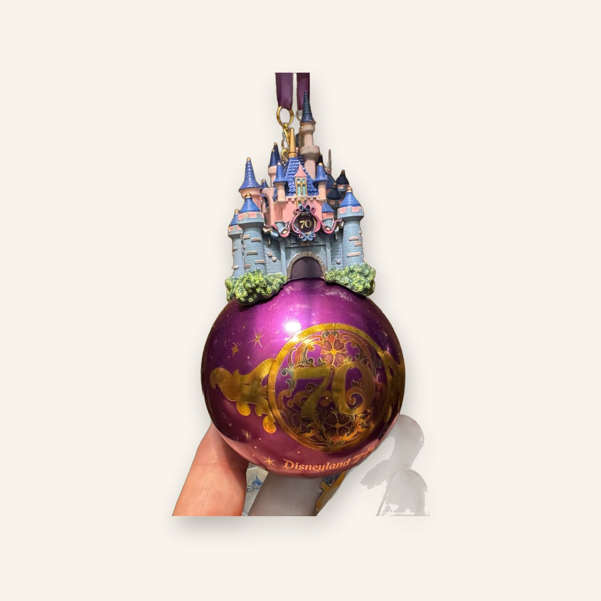Disneyland 70th "70" Purple Bulb Castle Ornament
