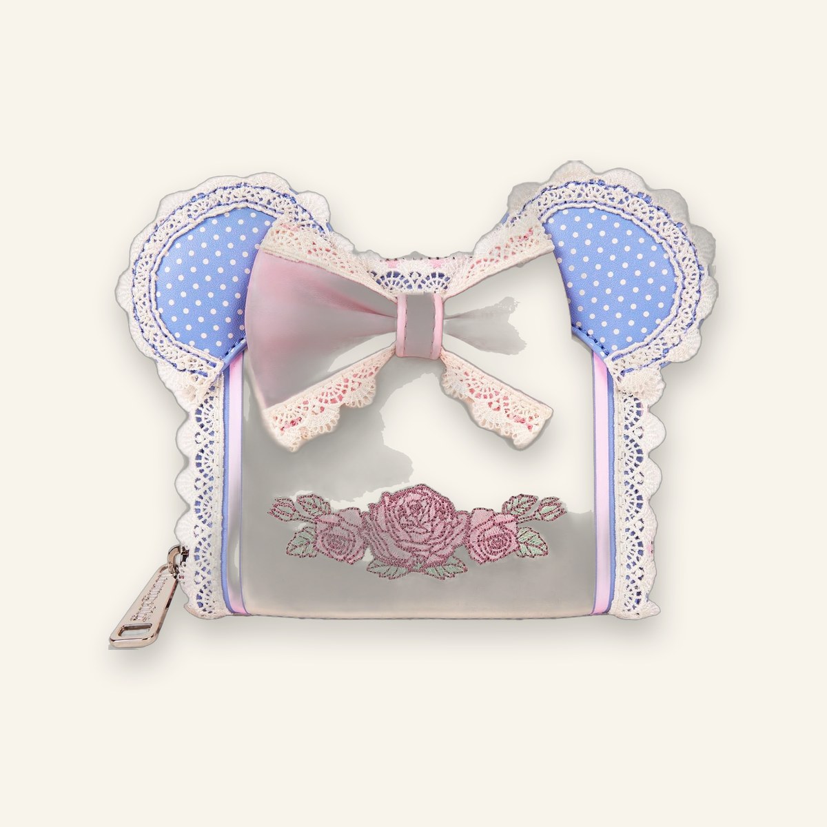 Loungefly Minnie Floral and Lace Ears Zip Around Wallet