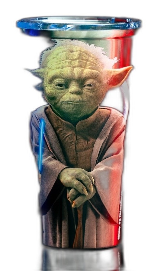 Official product photograph of the Star Wars Yoda stainless steel tumbler