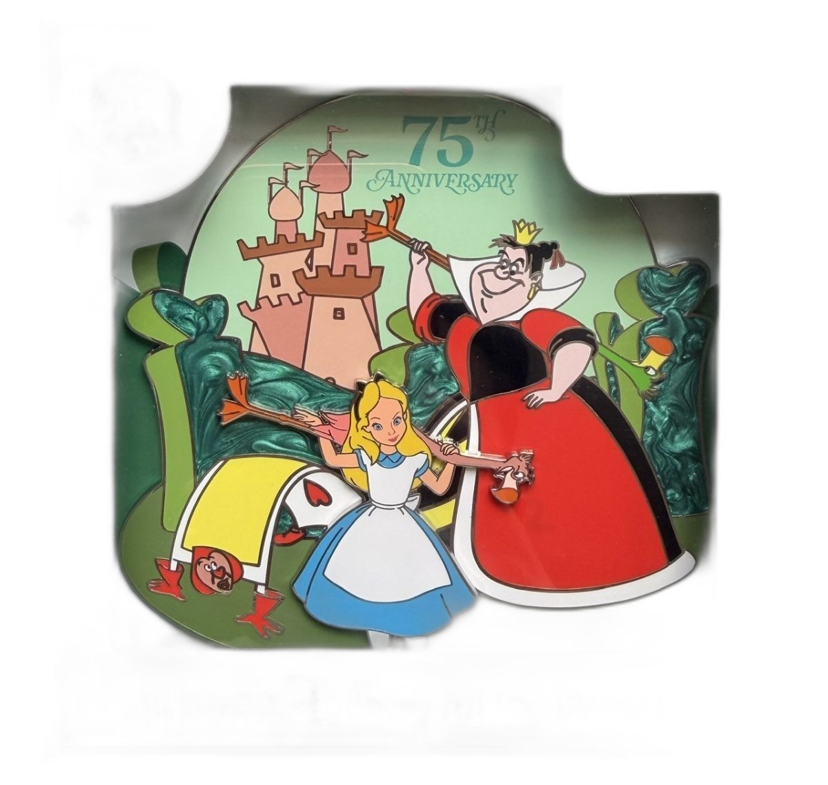 Alice in Wonderland 75th Anniversary jumbo pin in its presentation box