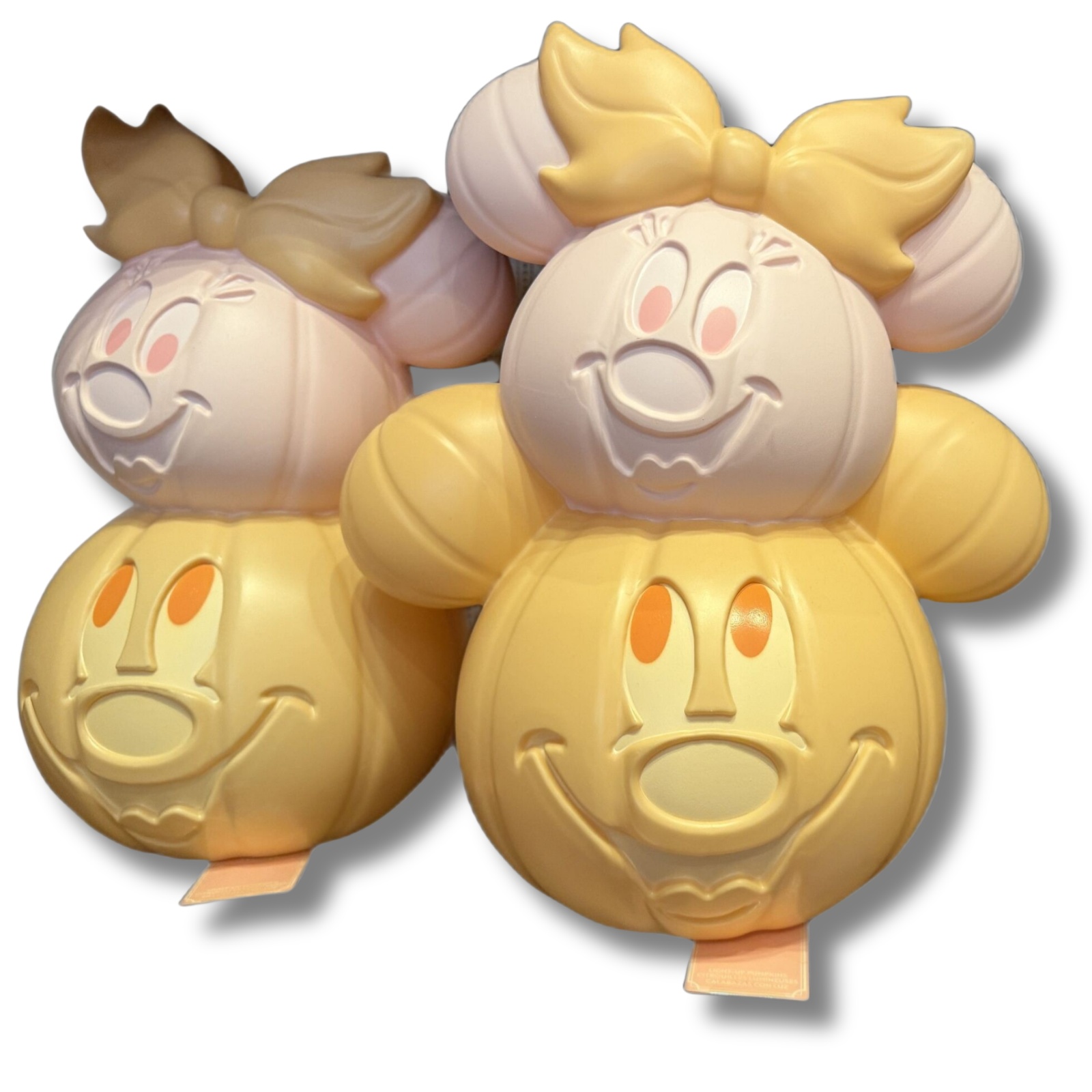 Light-up Minnie and Mickey jack-o'-lantern stack