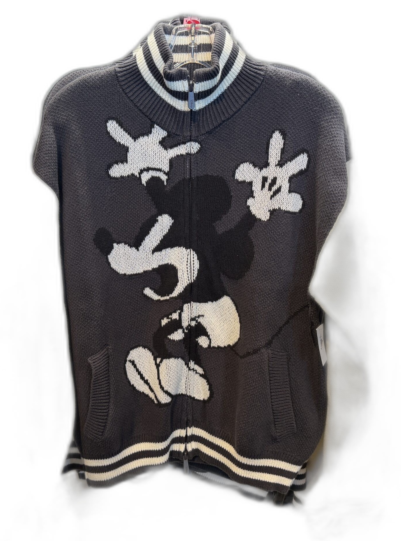 The Skeleton Dance gray and white letterman-style sweater