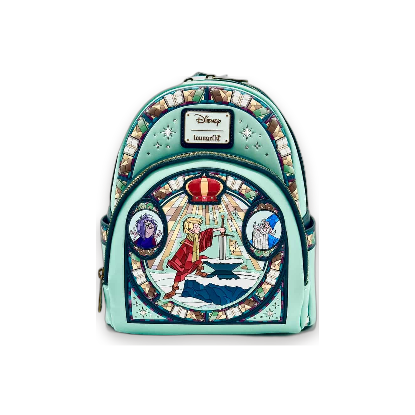 Loungefly Disney The Sword in the Stone Stained Glass Portrait Mini Backpack